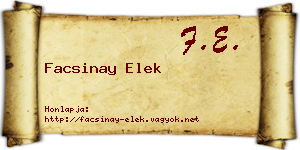 Facsinay Elek névjegykártya